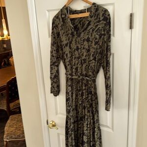 Rails Shirt dress women’s Large Beatrice olive watercolor leopard